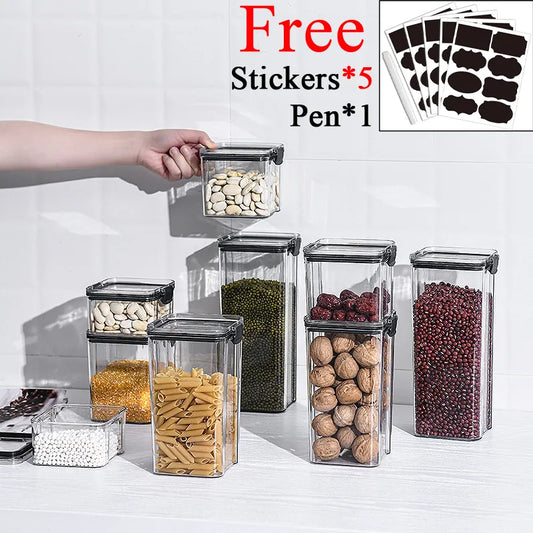 4-9PCS Food Storage Containers Kitchen Storage Organization Storage Box Jars Ducts Storage for Kitchen Food Storage Box Lid Gift