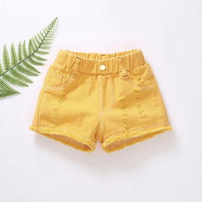 Korean Girls Denim Shorts Hole Summer Girls Jeans Short Pants Fashion Children's Wear Teenage Kids 12 years old Thin Hot Pants