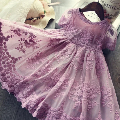 Summer Girl Dress Casual Baby Girls Clothes Kids Dresses For Girls Lace Flower Wedding Gown Children Birthday Party School Wear