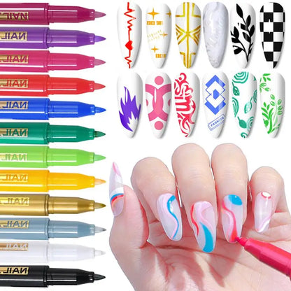 Gold/Silver Mirror Marker Nail Polish Liquid Pen DIY Art Resin Paint Chrome Metallic Craftwork Nail Dye Pens Accessories Tools