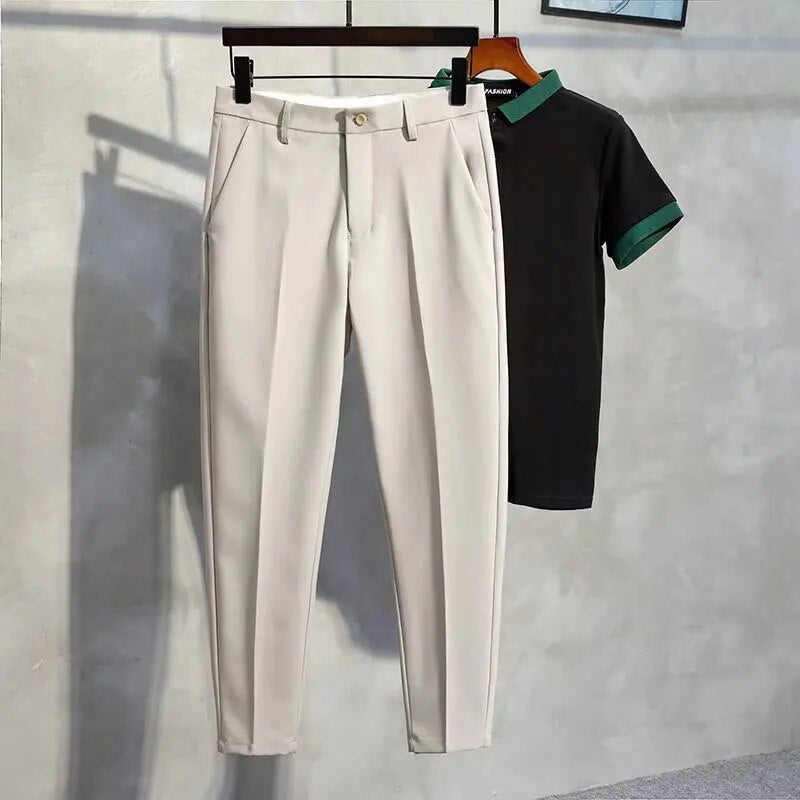 New Autumn Winter Suit Pants Men Thick Business Classic Grey Black Khaki Straight Korean Formal Trousers Male Plus Size 27-40 42