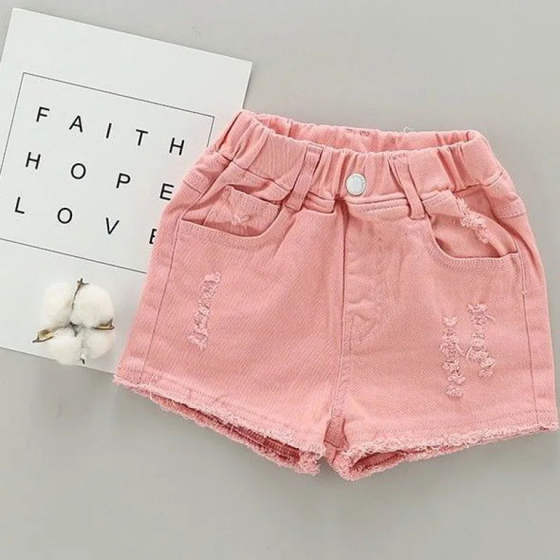 Korean Girls Denim Shorts Hole Summer Girls Jeans Short Pants Fashion Children's Wear Teenage Kids 12 years old Thin Hot Pants