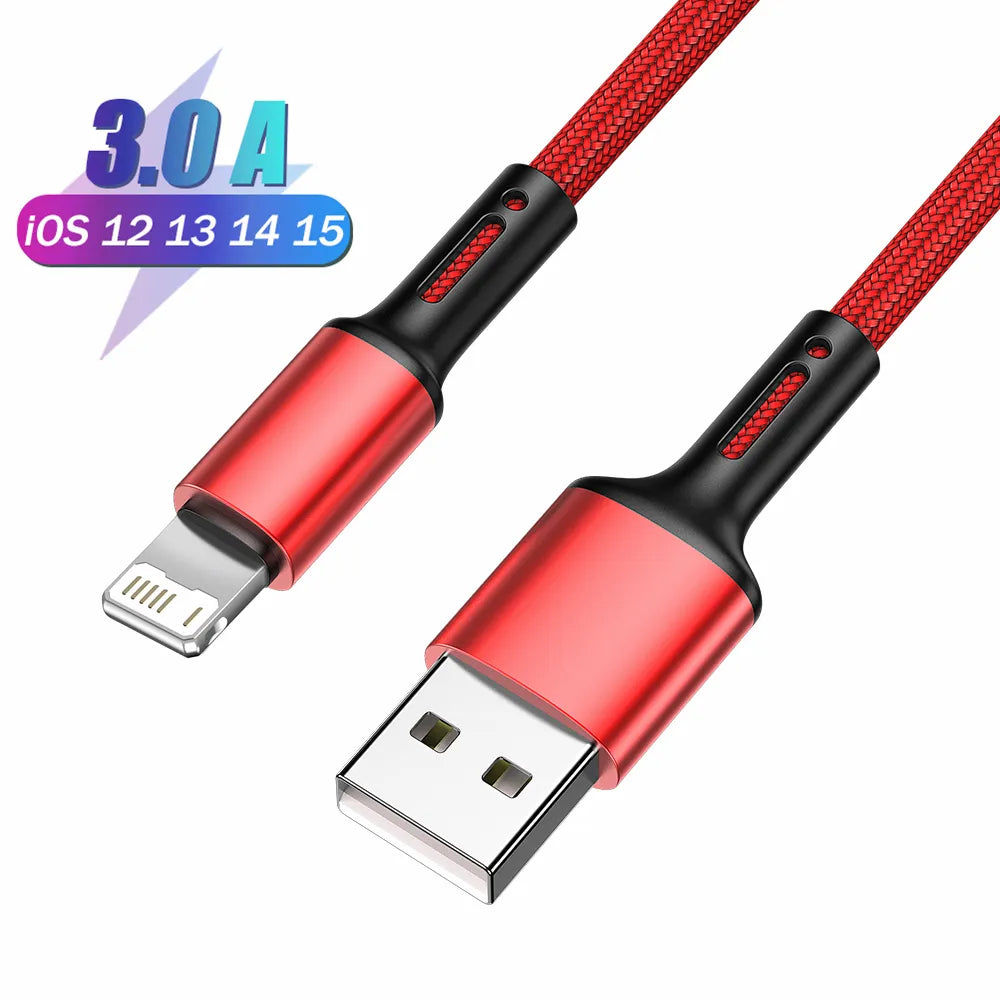 Quick Charge USB Cable For iPhone 13 12 11 Pro X Max 6 6s 7 8 Plus Apple iPad Origin Lead Mobile Phone Cord Data Charger Wire 3m