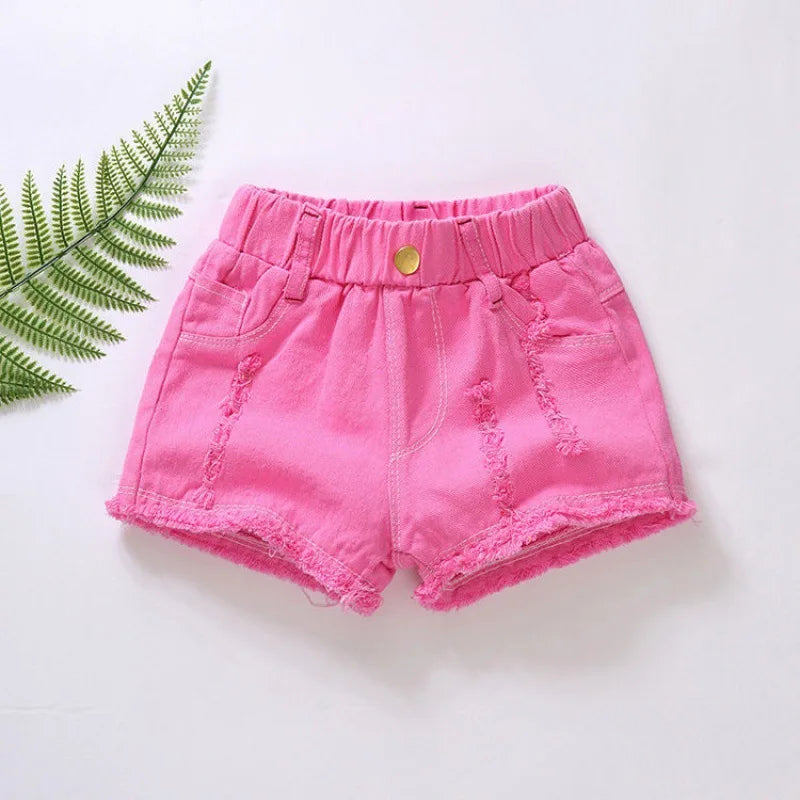 Korean Girls Denim Shorts Hole Summer Girls Jeans Short Pants Fashion Children's Wear Teenage Kids 12 years old Thin Hot Pants