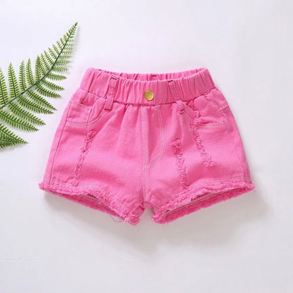 Korean Girls Denim Shorts Hole Summer Girls Jeans Short Pants Fashion Children's Wear Teenage Kids 12 years old Thin Hot Pants