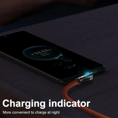 FUGEZA 120W 6A 180° Rotating Super Fast Charge Cable Mobile Game Type-C Charger Liquid Silicone Cable for Xiaomi IPhone 1m