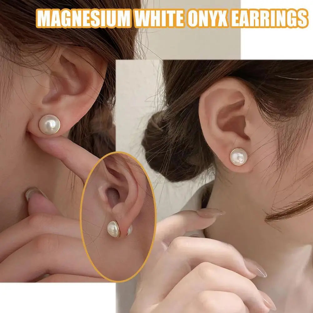 Non Piercing Lymphatic Drainage Acupressure Earrings Womens Magnetic Lymphvity Magnetology Stud Lymph Pearl Earrings NEW