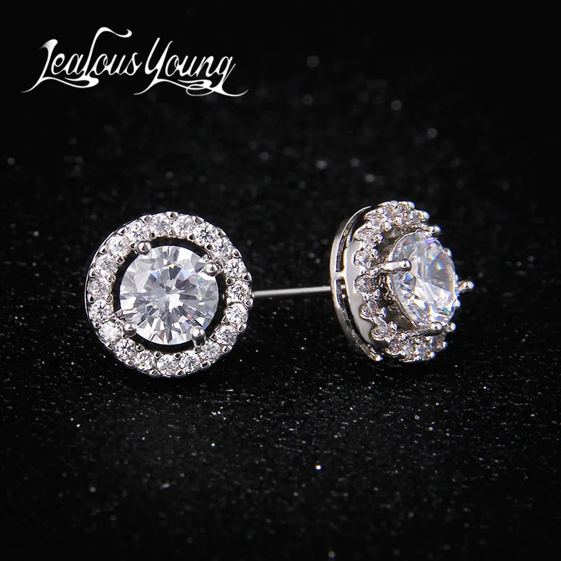 Classic Round  AAA+ Cubic Zirconia Stud Earrings For Women Party Gift Crystal Earings Fashion Jewelry For Men oorbellen AE177
