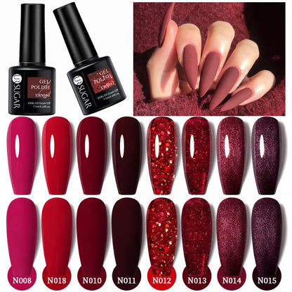 UR SUGAR 7.5ml Autumn Red Series Nail Gel Polish Gel Paint Nail Art Semi Permanent Nail Art Manicure Soak Off LED UV Nail Gel