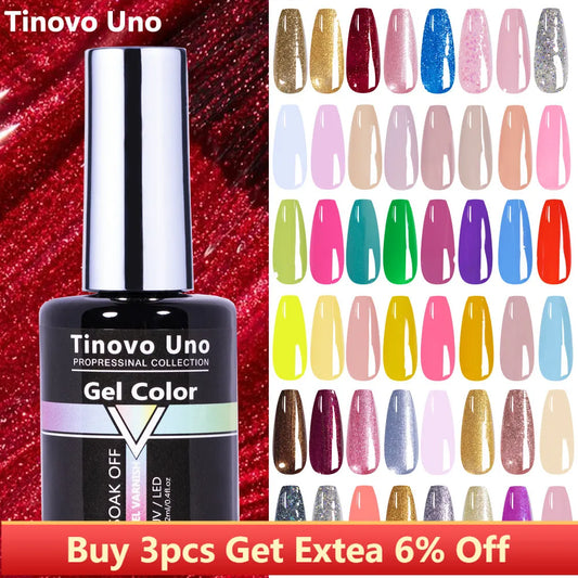 Tinovo Uno Manicure Gel Nail Polish 12ml UV/LED Semi Permanent Glitter Gel Paint Lacquer Soak Offf Nails Art Supplies Gellak NEW