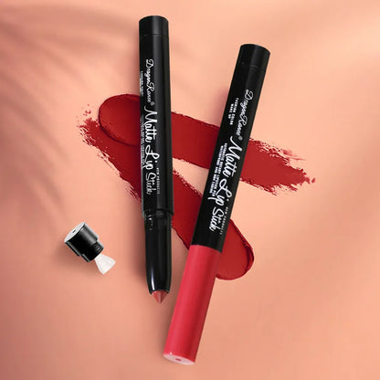 12 Colors Matte Lipstick Pen Waterproof Long-lasting Contouring Brown Red Nude Outline Lip Shape Lip Liner Non-stick Cup Makeup