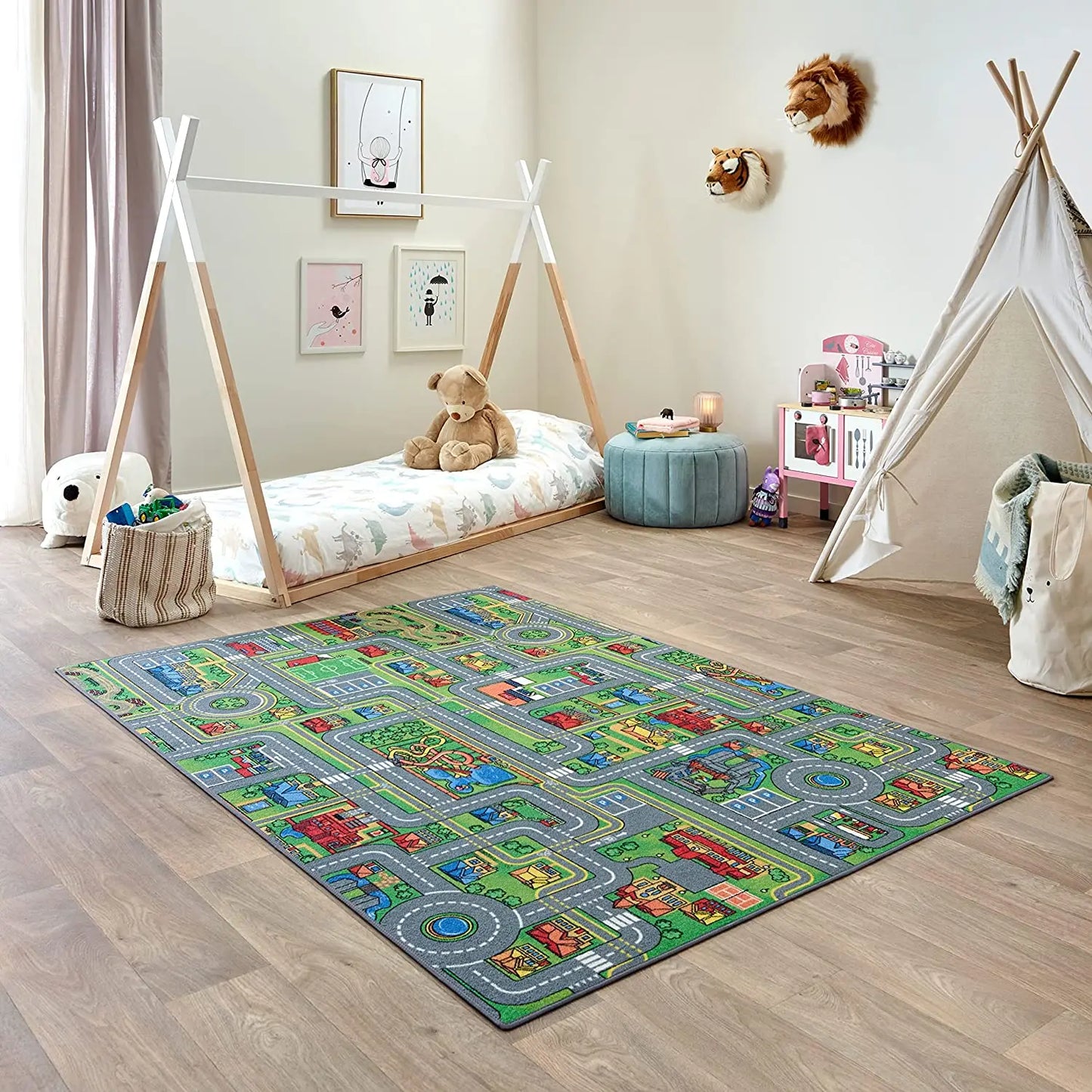 Studio de tapis kids car rugs,  room play mats for boys and girls, non-slip  home decor, floor