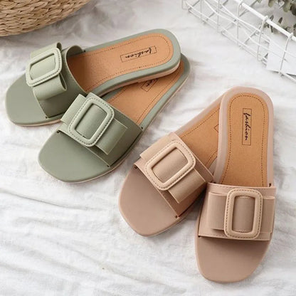 Comemore Sandals Female Summer House Women's Fashion Casual Korean Sandal Soft Home Footwear Beach Flat Slippers for Women Shoes