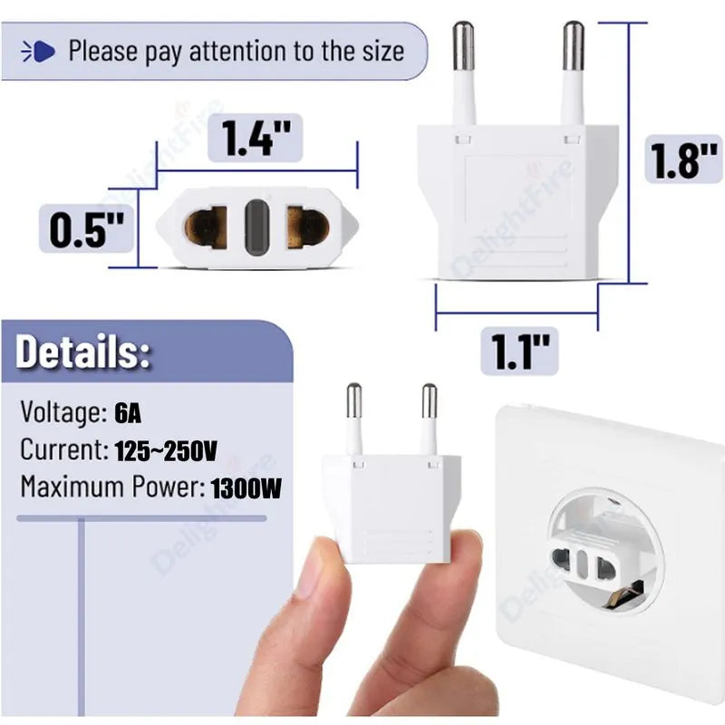 EU Plug Adapter Travel Adapter CN US To EU KR Brazil Israel Black/White Power Adapter Electrical Plug Converter Sockets Outlet