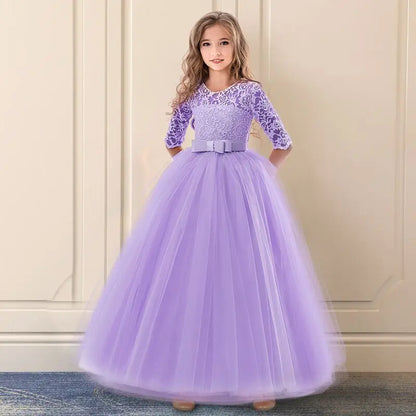 Girls Christmas Party Princess Costume Kids Chiffon Dress Wedding Birthday Formal Evening Ball Gown Children Anniversary Dress