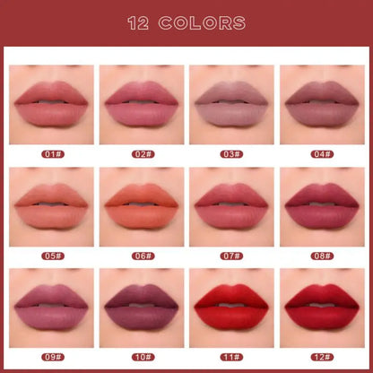 Nude Matte Lip Gloss 12 Colors Long-lasting Velvet Lipstick Waterproof Non-fade Non-stick Cup Lipsticks Women Makeup Cosmetic