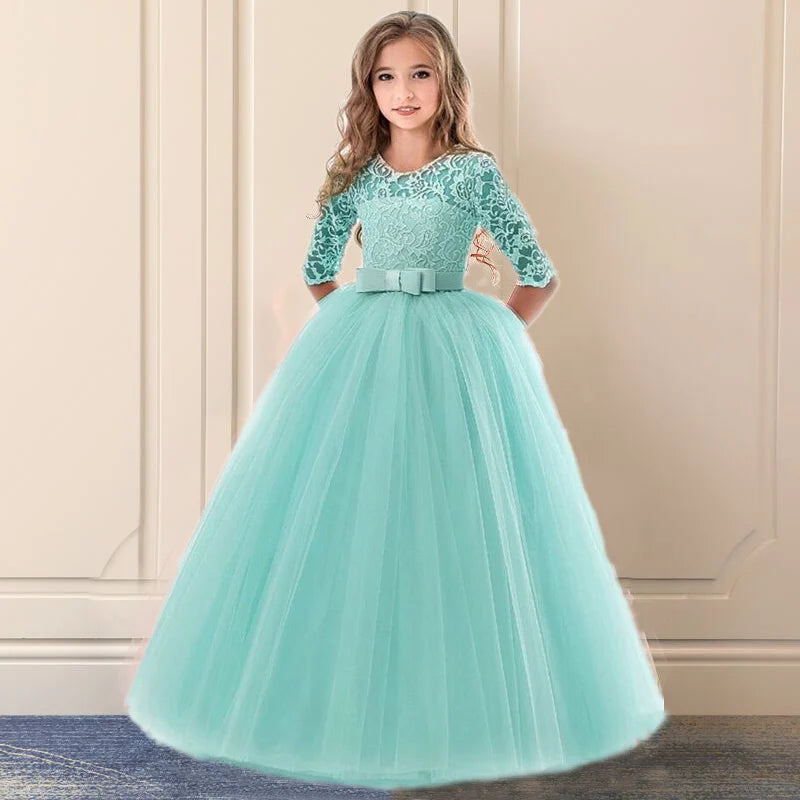 Girls Christmas Party Princess Costume Kids Chiffon Dress Wedding Birthday Formal Evening Ball Gown Children Anniversary Dress